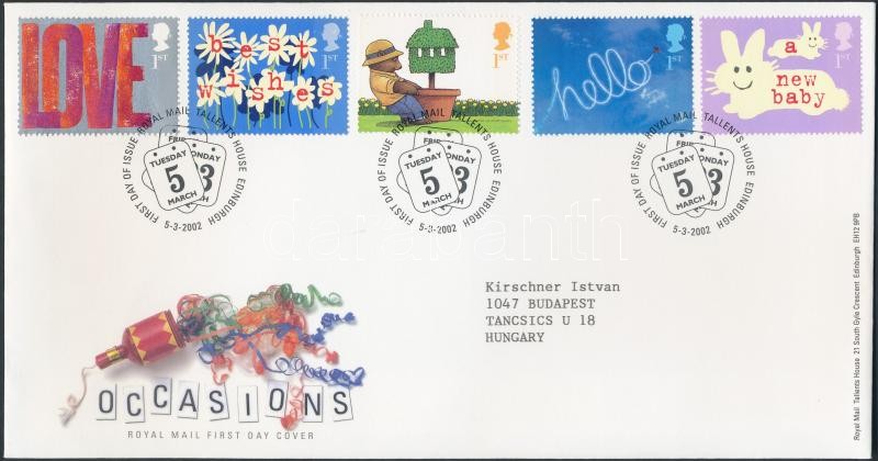 Greeting stamps set FDC, Üdvözlőbélyegek sor FDC-n
