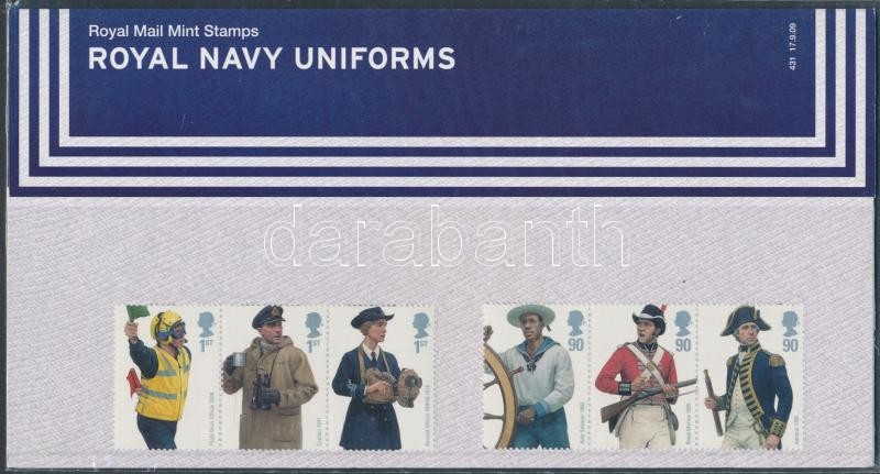 A Királyi Haditengerészet egyenruhái 2 db hármascsík díszcsomagolásban, The Royal Navy uniform set 2 stripe of 3 in decorative holder