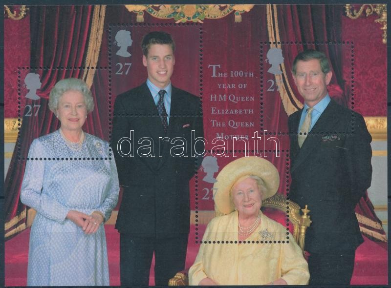 The 100th Year of Queen Elizabeth The Mother Queen block, Erzsébet anyakirálynő 100 éves blokk