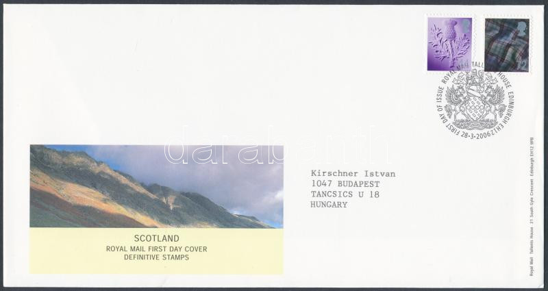 Scotland Definitive stamp set on FDC, Skócia Forgalmi bélyeg sor FDC-n