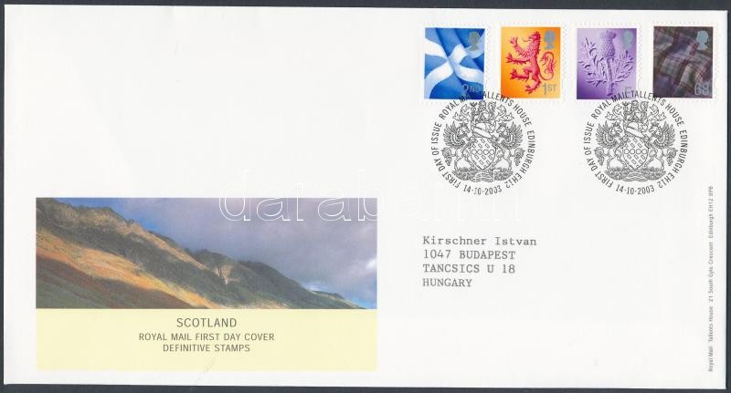 Scotland Definitive stamp set on FDC, Skócia Forgalmi bélyeg sor FDC-n