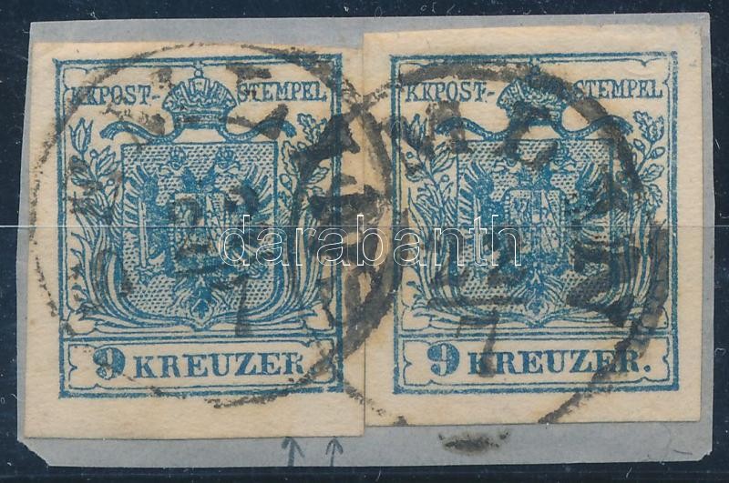 2 x 9kr MP IIIb with nice / large margins, with plate variety 