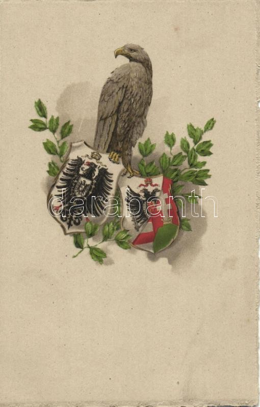 Austro Hungarian coat of arms, eagle litho, Osztrák-magyar címer, sas litho