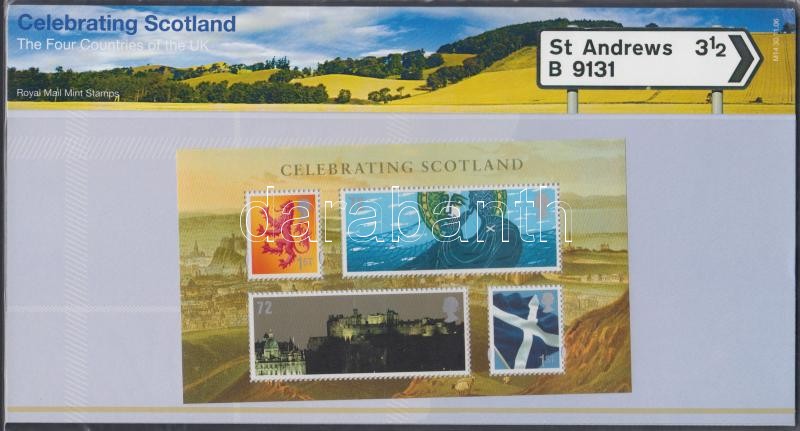 Scotland National Day block in decorative holder, Skócia Nemzeti ünnep blokk díszcsomagolásban