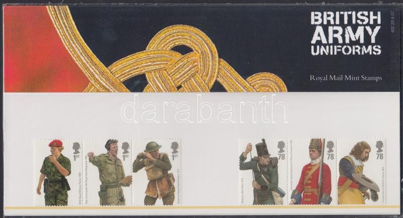 Katonai egyenruhák 2 db hármascsík díszcsomagolásban, British Army Uniforms 2 stripes of 3 in holder