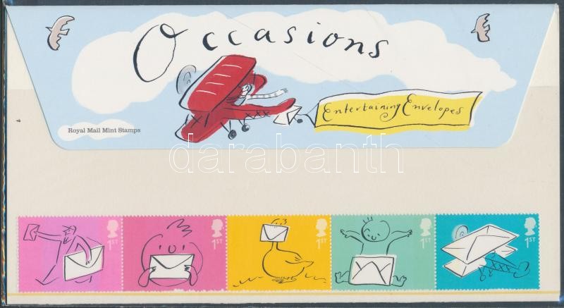 Üdvözlő bélyegek: boríték ötöscsík díszcsomagolásban, Greeting Stamps: Envelope stripe of 5 in holder