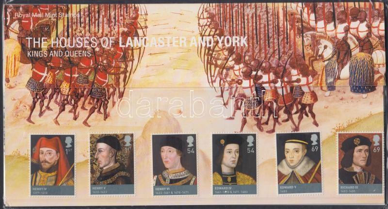 Rulers of House Lancaster and York set in holder, Lancaster és York házi uralkodók sor + blokk díszcsomagolásban