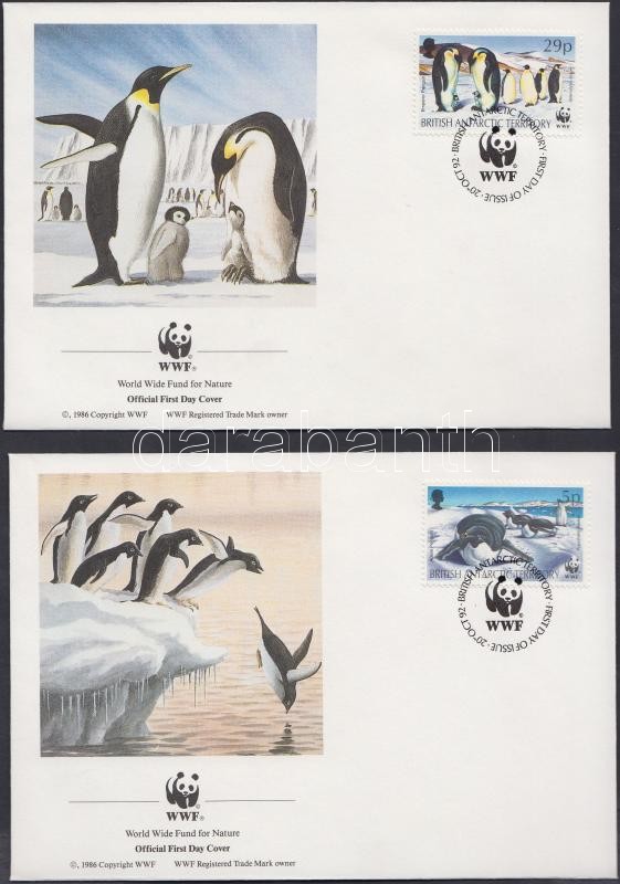 WWF seals and penguins set on 4 FDC, WWF fókák és pingvinek sor WWF értékei 4 FDC