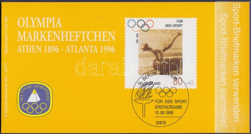 Sporthilfe: Centenary of Modern Olympics 3 stampbooklets 1-1 blocks of 6, Sporthilfe: 100 éves az Újkori Olimpia 3 db bélyegfüzet 1-1 hatostömbbel