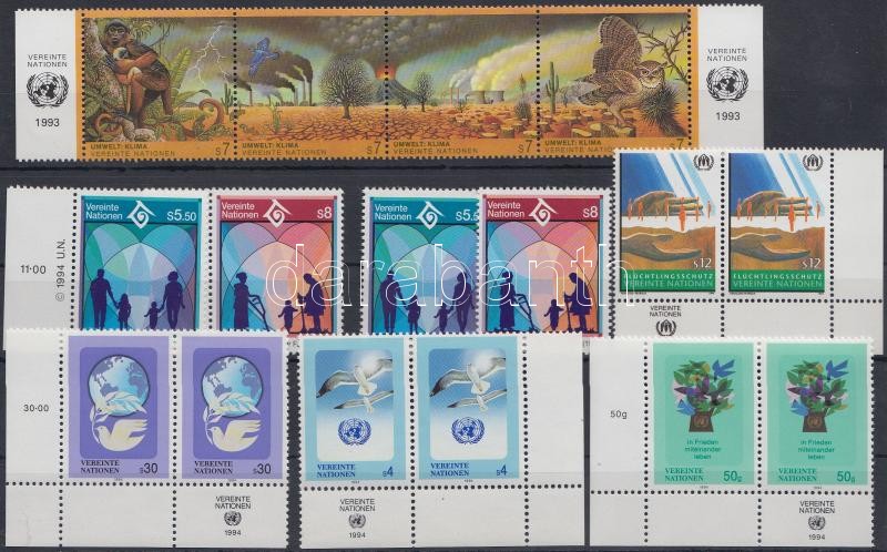 1993-1994 Nature conservation and human rights 12 diff. stamps + 1 block of 4, 1993-1994 Környezetvédelem és emberi jogok 12 db bélyeg + 1 db négyescsík