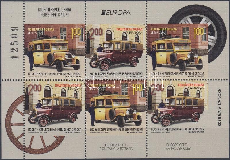 Europa CEPT Postal vehicles stamp-booklet sheet, Europa CEPT Postai járművek füzetlap