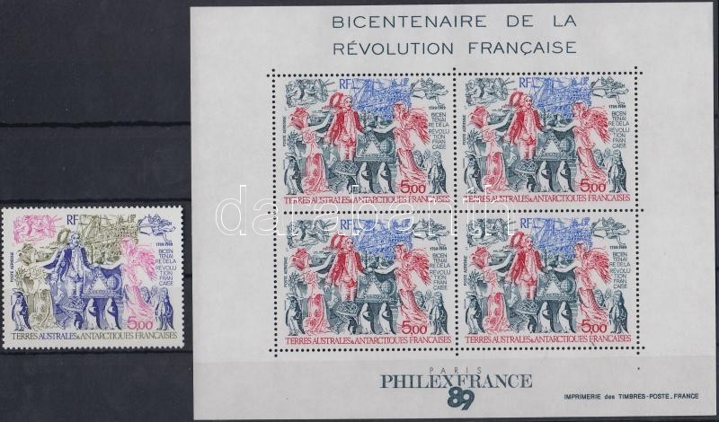 French revolution stamp + block, Francia forradalom + blokk