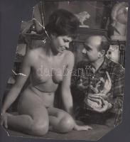 Tiszavölgyi József: Aktok, 2 db fotó, sérültek, szakadtak, pecséttel jelzett fotó, 19x15 és 18x20 cm