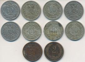 Vegyes: 1894. 2f Cu + 1915. 10f Ni + Ausztria 1912. 2f Cu + 1895-1915. 10h T:2,2-,3