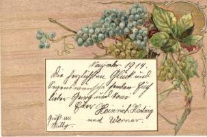 Grapes greeting card, Emb. litho (EK)