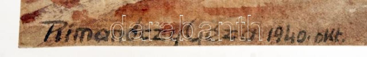 Rimanóczy (Hetzer) Géza (1895-1977): Utca részlet. Akvarell, papír, jelzett, 27×38 cm