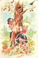 Norwegian folklore, children, artist signed (EK)