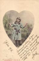 1899 Herzblattkarten I. Serie No. 12., Girl greeting card, love