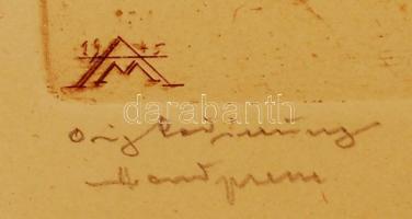 MA jelzéssel: Serenade. Rézkarc, papír, jelzett, üvegezett keretben, 23×17 cm