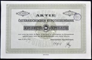 Ausztria / Bécs 1922. "Osztrák Jelzálogbank" részvénye 200K-ról német nyelven szelvényekke...
