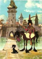 11 db (egy kivételével) használatlan, vidám mesefigurás modern képeslap (Szaffi, Vízipók csodapók, H...