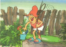 11 db (egy kivételével) használatlan, vidám mesefigurás modern képeslap (Szaffi, Vízipók csodapók, H...