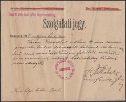 1919 Bp., A Budai 69. vörös dandár póttest csoportparancsnoksága által kiállított szolgálati jegy, pecséttel