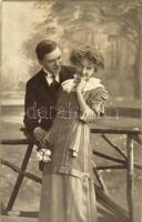 7 db RÉGI használatlan motívumlap; szerelmespárok sorozat / 7 old unused motive cards; romantic love...