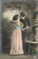 9 db RÉGI motívumlap; szerelmespárok sorozat / 9 old motive cards; romantic love couple series