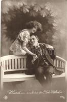 11 db RÉGI használatlan motívumlap; szerelmespárok sorozat / 11 old unused motive cards; romantic lo...