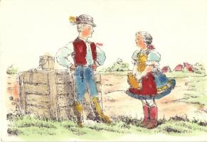 4 db RÉGI motívumlap; folklór, szerelmes / 4 old motive cards; folklore, love