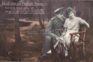 WWI Romantic military card, soldier with his lover - 6 old postcards