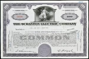 Amerikai Egyesült Államok/Pennsylvania 1952. "A Scranton-i Elektromos Művek" 100 részvénye...