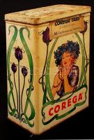 Régi szecessziós Corega Tabs márkájú fogtisztító tablettás doboz, kopott, 11,5×7×17 cm