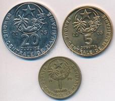 Mauritánia 1974-2005. 1O + 5O + 20O T:1,2 Mauritania 1974-2005. 1 Ouguiya + 5 Ouguiya + 20 Ouguiya C:UNC,XF