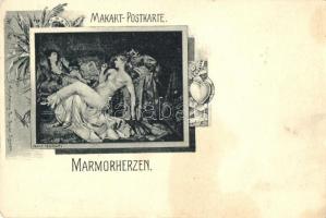 Marmorherzen / Smoking erotic postcard, Makart-Postkarte No. 42. s: Hans Makart (fl)