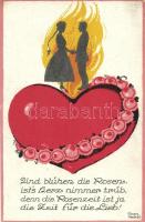Love postcards, heart s: Dora Heckel - 3 old postcards
