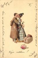 Romantic kissing couple litho s: H.G.R. (EK)