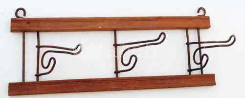 Régi díszes kihajtható fa-fém fogas