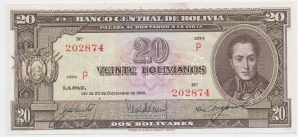 Bolívia 1945. 20B T:I Bolivia 1945. 20 Bolivianos C:UNC