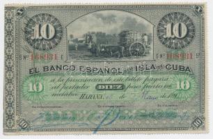 Kuba/Spanyol adminisztráció 1896. 10P T:I- hajtatlan Cuba/Spanish administration 1896. 10 Pesos C:AU unfolded