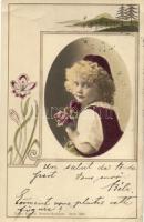 1899 Girl with flowers Art Nouveau (EB)