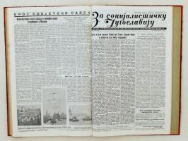 1951 Jugoszláv újság több lapszáma könyvbe kötve /
1951 Yugoslavian newspaper