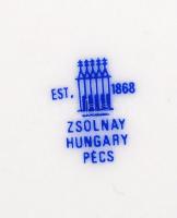 Zsolnay szívecskés kakaós bögre (3db), matricás, jelzett, hibátlan, m:8 cm, d:9,5 cm