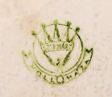 5 db Hollóházi népi mintás kerámia tányér, jelzettek, apró lepattanásokkal, d: 24 cm