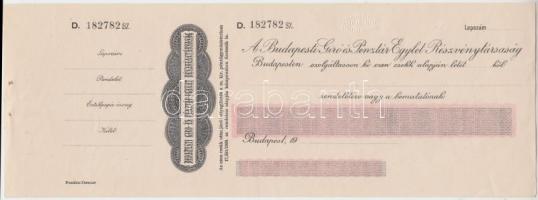 Budapest 19??. "A Budapesti Giró- és Pénztáregylet Részvénytársaság" kitöltetlen csekkje +...