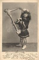 Little girl with a harp