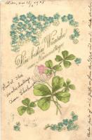 Name day greeting card, clover floral Emb. litho (EK)