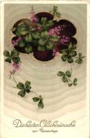 Name day greeting card, clover litho (EK)