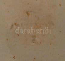 Apátfalva népi mintás kerámia tál, jelzett, lepattanásokkal, d: 23 cm